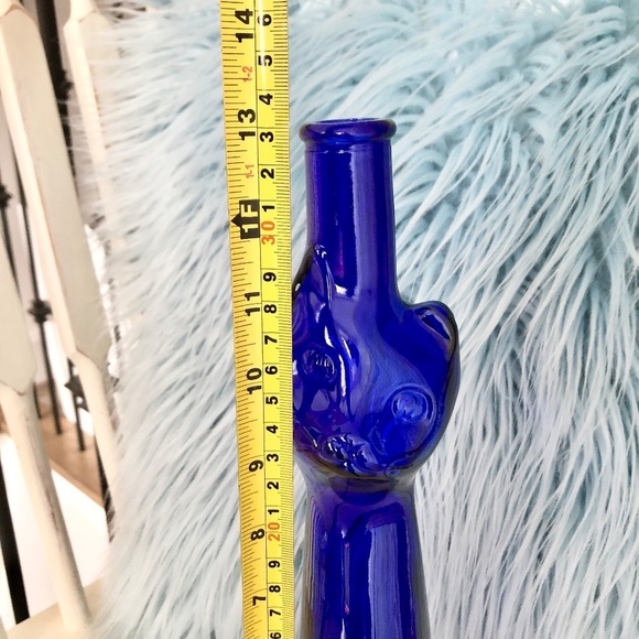 Happy Cat, Cobalt Blue, 2007, Glass, Wine Bottle, 13" Tall, Nice Condition - Picture 8 of 9
